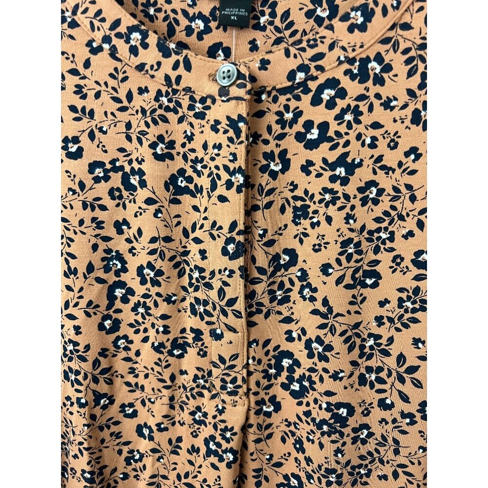 J. Jill Wearever Womens XL Orange Floral Print Top 3/4 Sleeve Knit Tunic Blouse - Picture 4 of 12